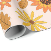 Zonnebloemen en pompoenen Herfst Patroon Cadeaupapier (Rol Hoek)