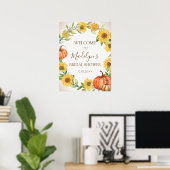 Zonnebloemen en pompoenen Herfst Welkomstbord Brid Poster (Thuiskantoor)
