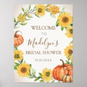 Zonnebloemen en pompoenen Herfst Welkomstbord Brid Poster (Voorkant)
