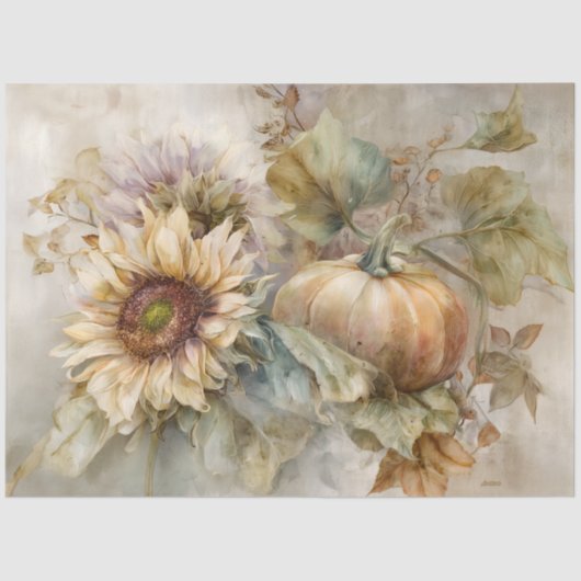 ZONNEBLOEMEN EN POMPOENEN HERFSTONTKOPPELING TISSUEPAPIER (Voorkant)