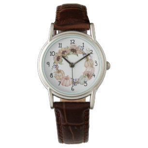 Zonnebloemen en pompoenen horloge