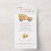 Zonnebloemen en pompoenen Truck Baby shower All In One Uitnodiging (Binnen)