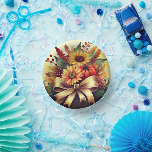 Zonnebloemen en Pompoenkom, 7" Papieren kom (Feest)