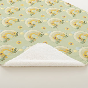 Zonnebloemen en regenbogen Baby Sherpa Deken