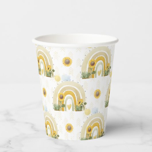 Zonnebloemen en regenbogen papieren bekers (Voorkant)
