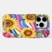 Zonnebloemen en regenbooggolven Case-Mate iPhone case (Achterkant (horizontaal))