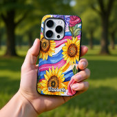 Zonnebloemen en regenbooggolven Case-Mate iPhone case