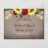 Zonnebloemen en rode bloemen Herfst Save the Date Aankondigingskaart (Voorkant)