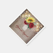 Zonnebloemen en rode rozen Mason Jar rustieke Herf Servet (Hoek)