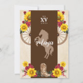 Zonnebloemen en rode rozen Rustic Charro Quinceane Kaart (Achterkant)