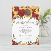 zonnebloemen en rode rozen vrijgezellenfeest kaart (Staand voorkant)