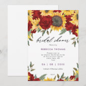 zonnebloemen en rode rozen vrijgezellenfeest kaart (Voorkant / Achterkant)