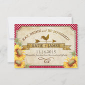 Zonnebloemen en roestlandkaart (Picinic RSVP Card) (Achterkant)
