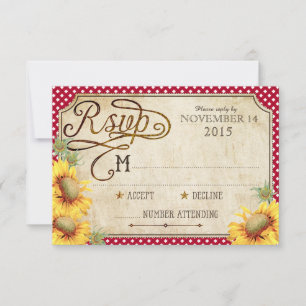 Zonnebloemen en roestlandkaart (Picinic RSVP Card) Kaartje