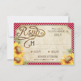 Zonnebloemen en roestlandkaart (Picinic RSVP Card) Kaartje