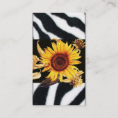 ZONNEBLOEMEN EN ROZE ZWART WIT ZEBRA BONT VISITEKAARTJE (Achterkant)