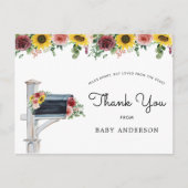 Zonnebloemen en Rozen Baby shower per post Dank u Briefkaart (Voorkant)
