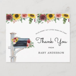 Zonnebloemen en Rozen Baby shower per post Dank u Briefkaart