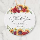 Zonnebloemen en Rozen Bedankt Favor Tag Bedankjes Labels (Voorkant)