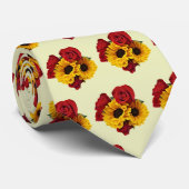 Zonnebloemen en Rozen Boeket Stropdas (Opgerold)