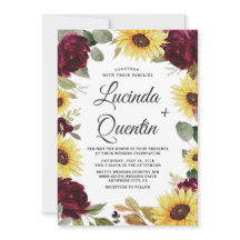 Zonnebloemen en Rozen Bourgondië Rode Rustieke Bru