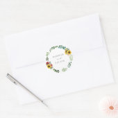 Zonnebloemen en Rozen Bruiloft Classic Ronde Stick Sticker (Envelop)