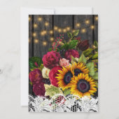 Zonnebloemen en rozen bruiloft met hout kaart (Achterkant)