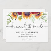 Zonnebloemen en Rozen Brunch met de bruidsdouche Kaart (Voorkant / Achterkant)