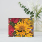 Zonnebloemen en Rozen Dank u Briefkaart (Staand voorkant)