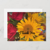 Zonnebloemen en Rozen Dank u Briefkaart (Voorkant / Achterkant)