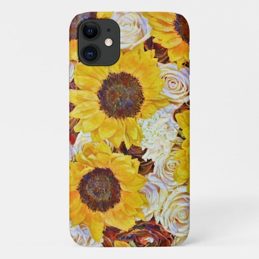 Zonnebloemen en Rozen Flower Art Phone Case (Achterkant)