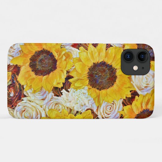 Zonnebloemen en Rozen Flower Art Phone Case (Achterkant (horizontaal))