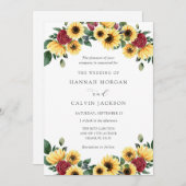 Zonnebloemen en Rozen Herfst bruiloft uitnodiging (Voorkant / Achterkant)