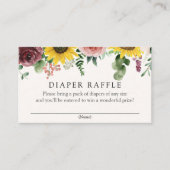 Zonnebloemen en Rozen Luier Raffle insert kaart (Voorkant)