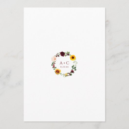 Zonnebloemen en Rozen met vuurwapens Advieskaart (Achterkant)