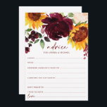 Zonnebloemen en Rozen met vuurwapens Advieskaart<br><div class="desc">Advice-Kaarten voor je bruiloft of Vrijgezellenfeest met zonnebloemen en rode bruine rozen. Deze 5x7 adviezen vormen een leuke manier voor je gasten om hun huwelijksraad te delen voor de bruid of het nieuwe paar. Op de achterkant staan zonnebloem en rozen met de initialen en trouwdatum van het paar.</div>