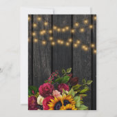 Zonnebloemen en rozen rustieke schuur hout verlovi kaart (Achterkant)