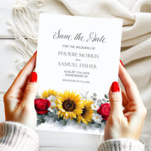 Zonnebloemen en Rozen Trouw Save the Date