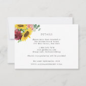 Zonnebloemen en Rozen Trouwdetails Kaart (Voorkant)