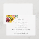 Zonnebloemen en Rozen Trouwdetails Kaart (Voorkant / Achterkant)