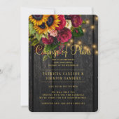 Zonnebloemen en rozen vallen onder de huwelijkswij kaart (Voorkant)