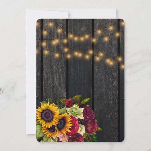 Zonnebloemen en rozen vallen trouwplannen in duige kaart (Achterkant)