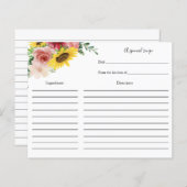 Zonnebloemen en Rozen Vrijgezellenfeest Recipkaart (Voorkant / Achterkant)