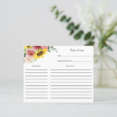 Zonnebloemen en Rozen Vrijgezellenfeest Recipkaart (Staand voorkant)