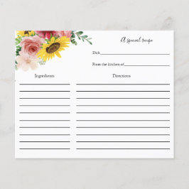 Zonnebloemen en Rozen Vrijgezellenfeest Recipkaart