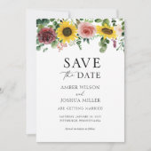 Zonnebloemen en Rozen Weddenschappen Save the Date (Voorkant)