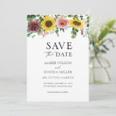 Zonnebloemen en Rozen Weddenschappen Save the Date (Staand voorkant)