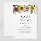 Zonnebloemen en Rozen Weddenschappen Save the Date (Voorkant / Achterkant)