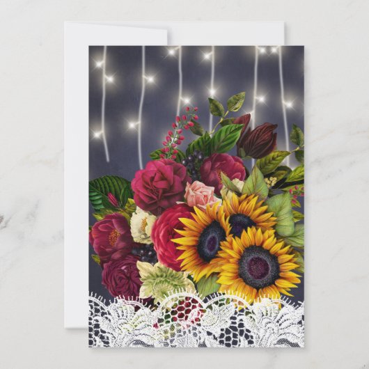 Zonnebloemen en rozen winter rustieke marine bruil kaart (Achterkant)