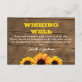 Zonnebloemen en rustieke houten bruiloft wensen go informatiekaartje (Voorkant)